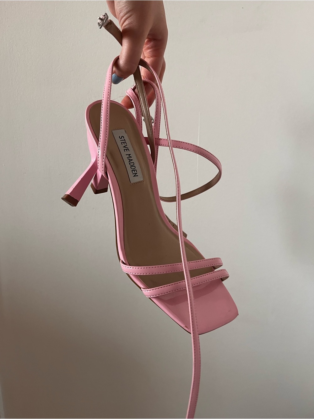 Steve Madden Pink Strappy Square-Toe Heel Sandals